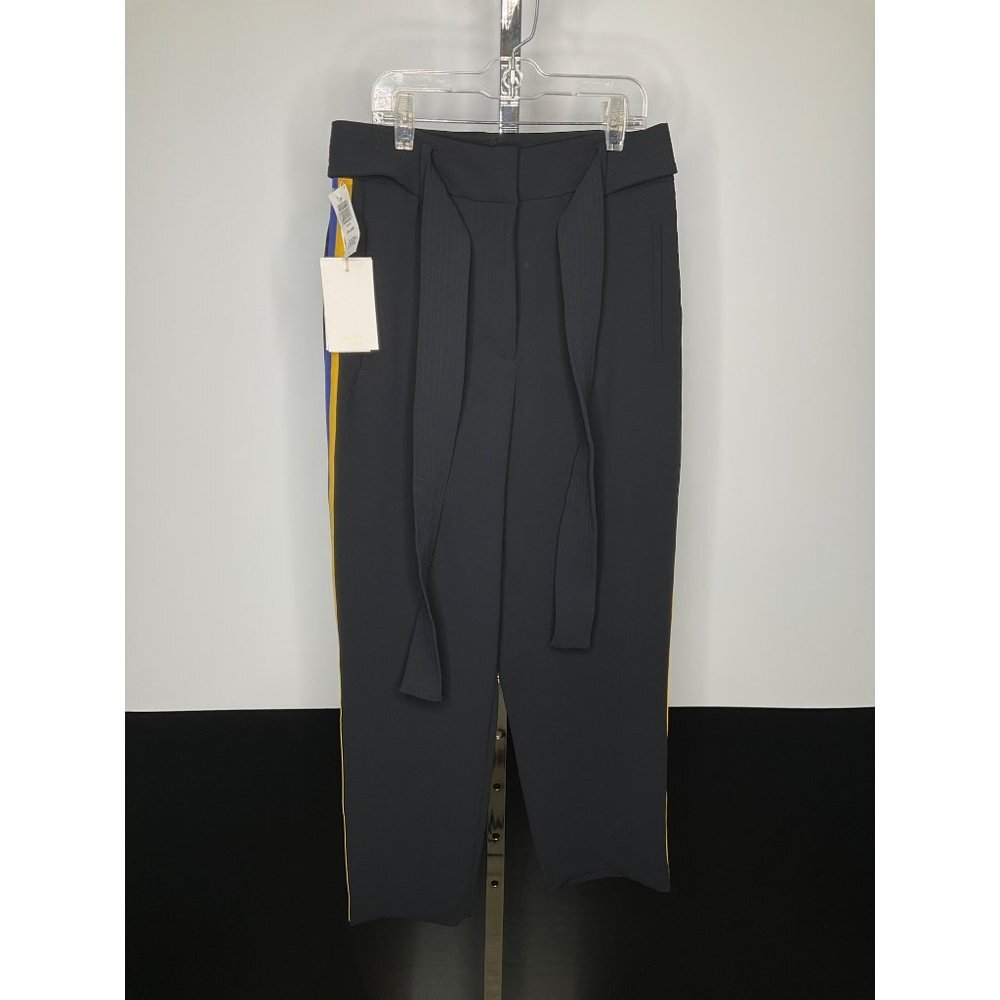 Nwt Wilfred Artizia Size 6 Jallade Wool Tie-Front Pants Black Yellow Blue - Picture 2 of 8